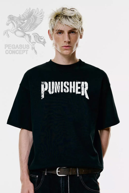 Μπλούζα μακό Premium ποιότητας σε χρώμα μαύρο με τύπωμα Punisher