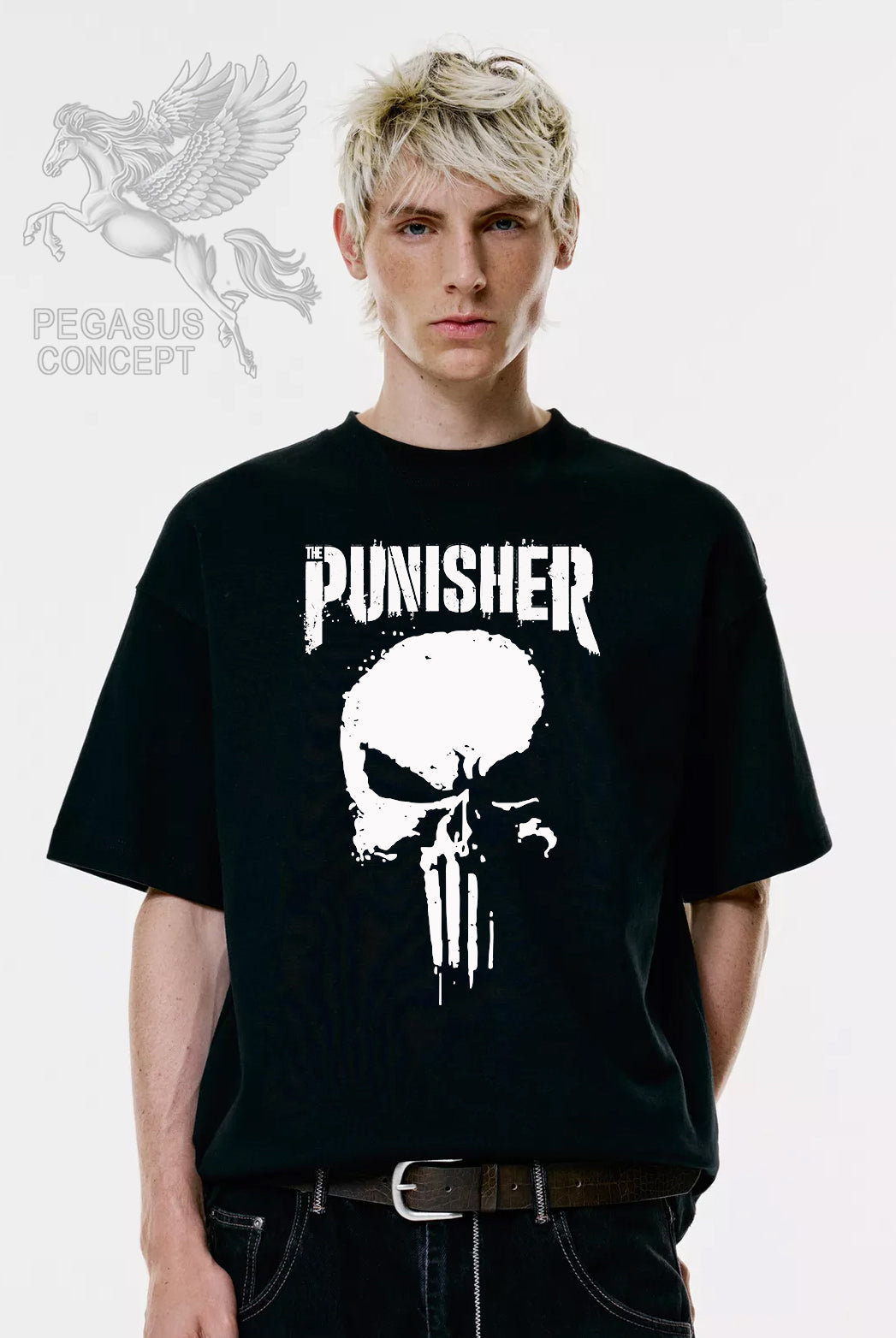 Μπλούζα μακό Premium ποιότητας σε χρώμα μαύρο με τύπωμα Punisher