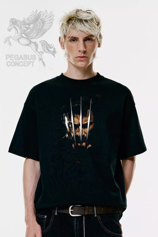 Μπλούζα μακό Premium ποιότητας σε χρώμα μαύρο με τύπωμα Wolverine