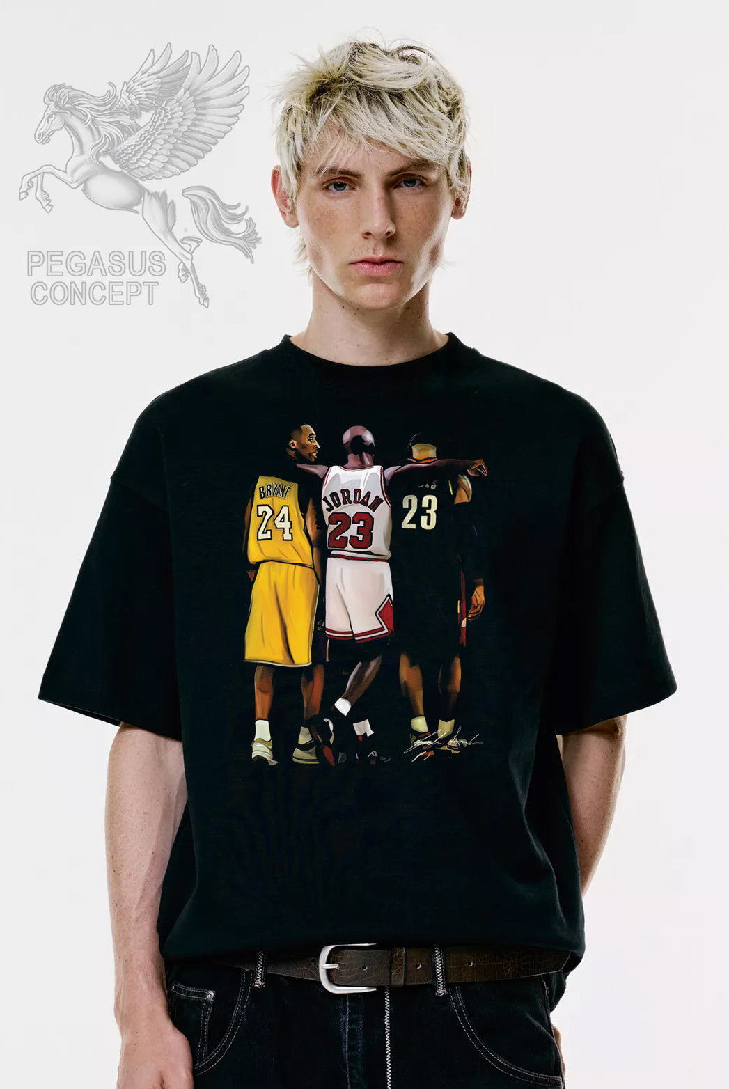 Μπλούζα μακό Premium ποιότητας σε χρώμα μαύρο με τύπωμα 3 G.O.A.T.