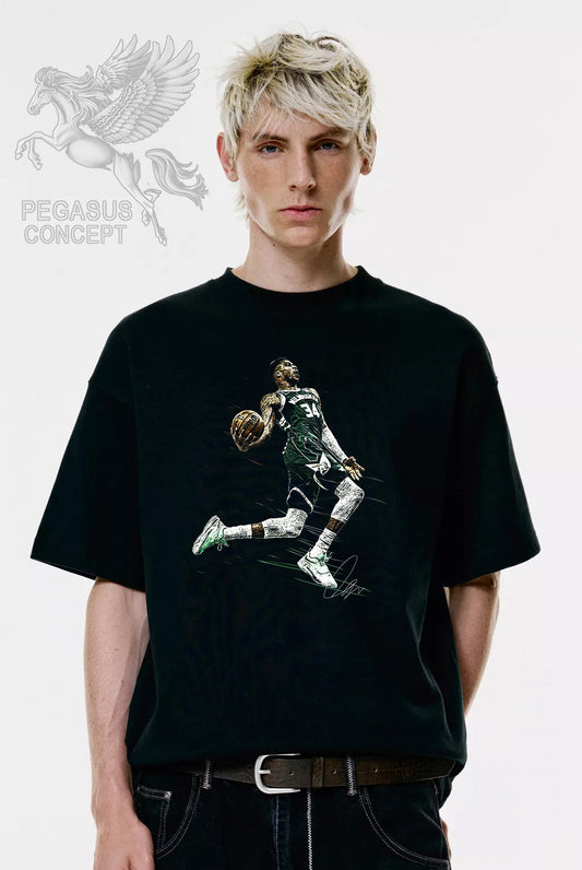 Μπλούζα μακό Premium ποιότητας σε χρώμα μαύρο με τύπωμα Greek Freak