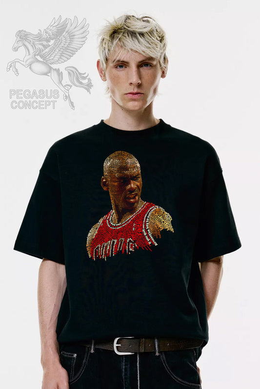 Μπλούζα μακό Premium ποιότητας σε χρώμα μαύρο με τύπωμα Michael Jordan