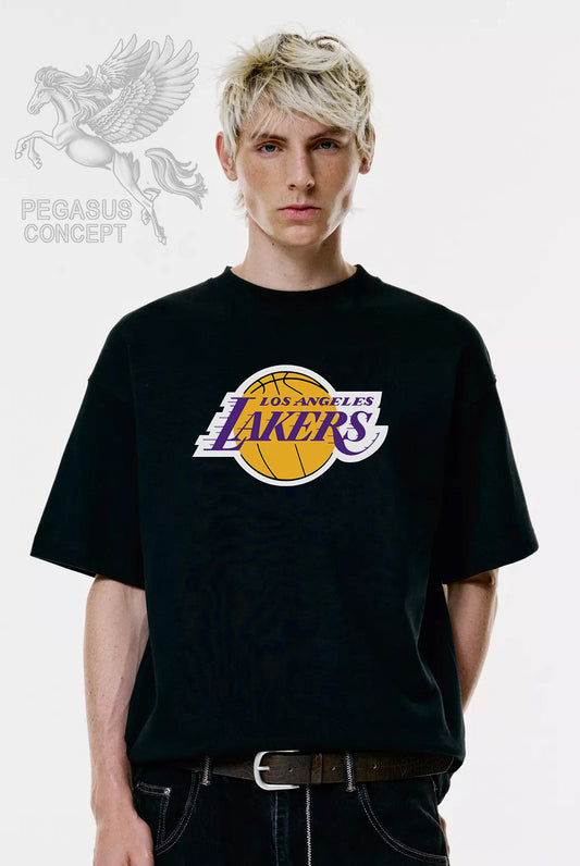 Μπλούζα μακό Premium ποιότητας σε χρώμα μαύρο με τύπωμα Los Angeles Lakers