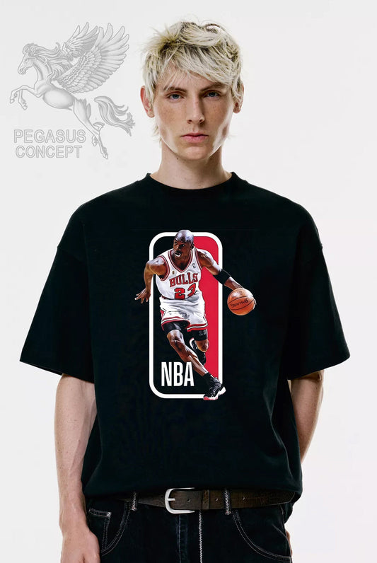 Μπλούζα μακό Premium ποιότητας σε χρώμα μαύρο με τύπωμα NBA Micahel Jordan