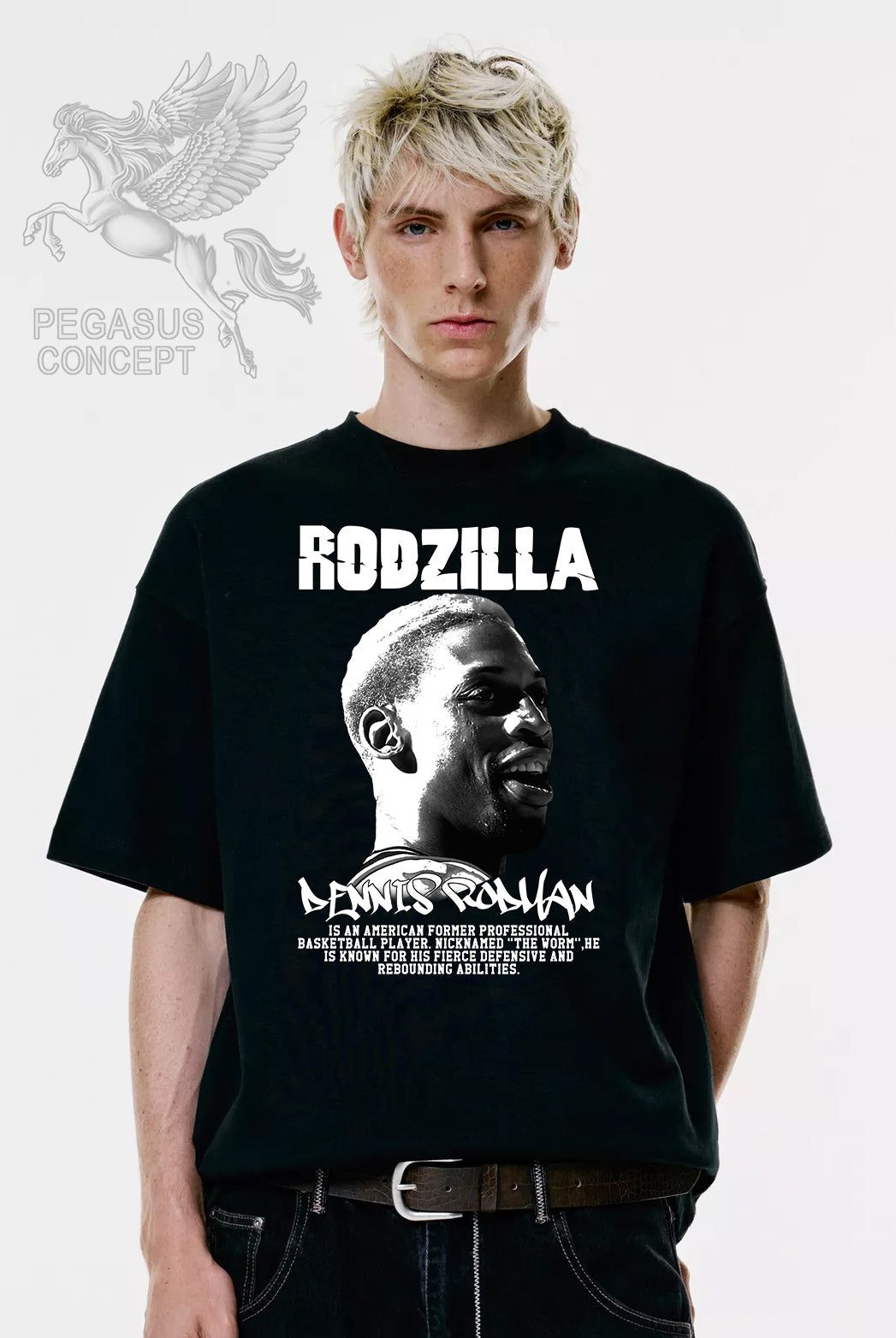 Μπλούζα μακό Premium ποιότητας σε χρώμα μαύρο με τύπωμα Rodman