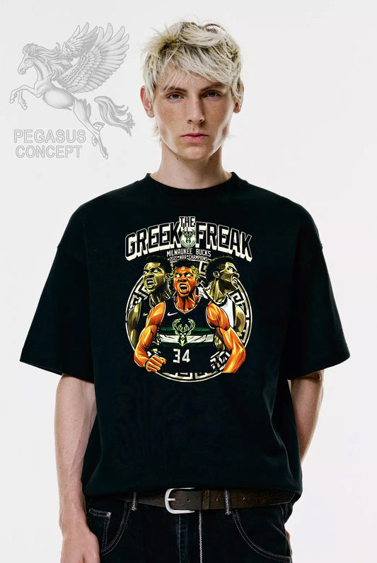 Μπλούζα μακό Premium ποιότητας σε χρώμα μαύρο με τύπωμα Greek Freak