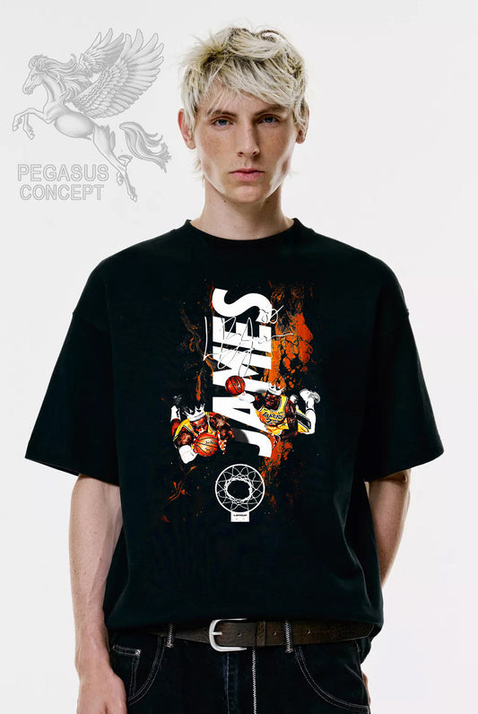 Μπλούζα μακό Premium ποιότητας σε χρώμα μαύρο με τύπωμα Lebron James