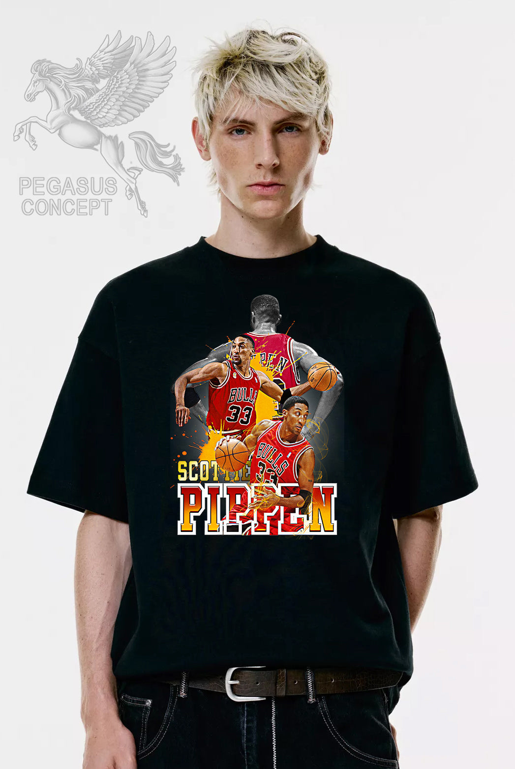 Μπλούζα μακό Premium ποιότητας σε χρώμα μαύρο με τύπωμα Pippen