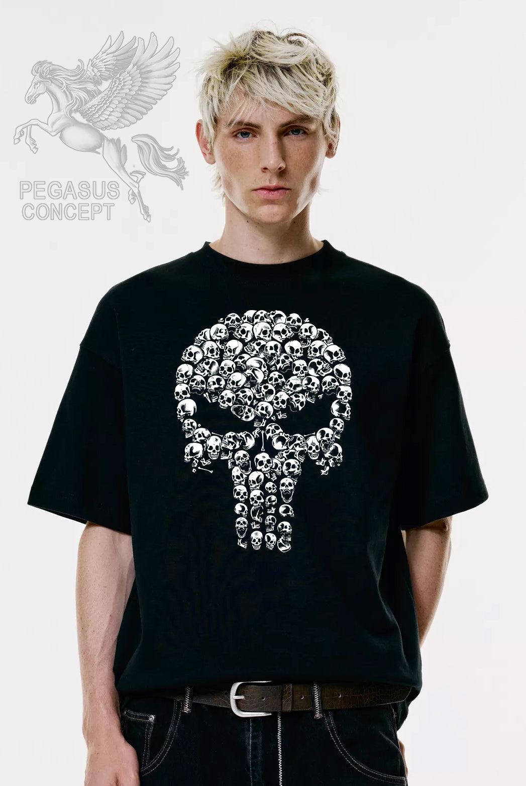 Μπλούζα μακό Premium ποιότητας σε χρώμα μαύρο με τύπωμα Punisher