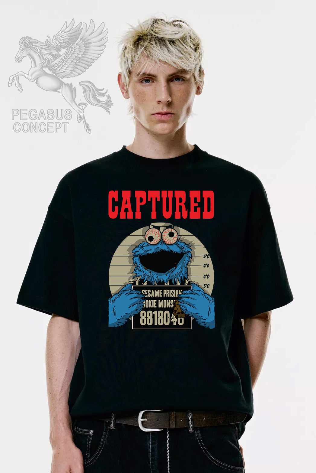 Μπλούζα μακό Premium ποιότητας σε χρώμα μαύρο με τύπωμα Sesame Street