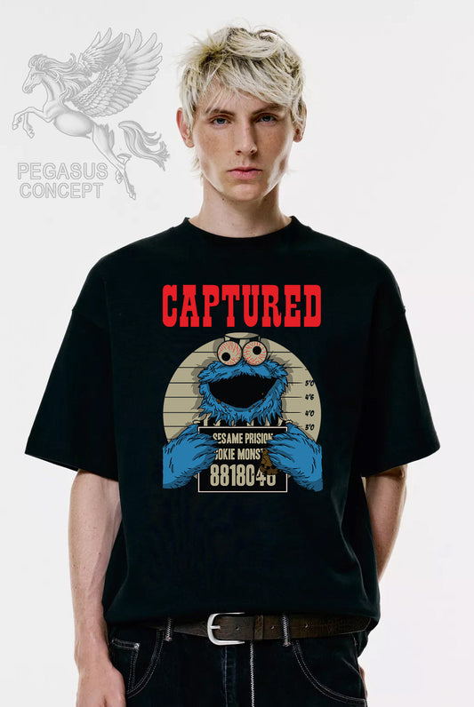 Μπλούζα μακό Premium ποιότητας σε χρώμα μαύρο με τύπωμα Sesame Street