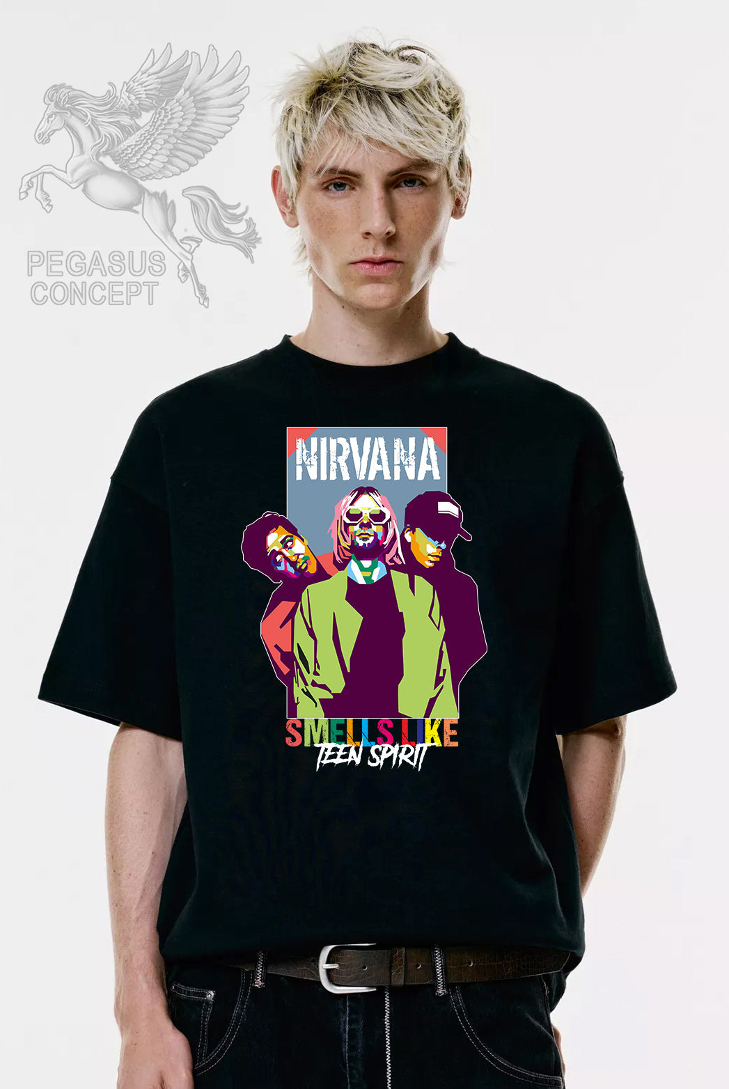 Μπλούζα μακό Premium ποιότητας σε χρώμα μαύρο με τύπωμα Nirvana