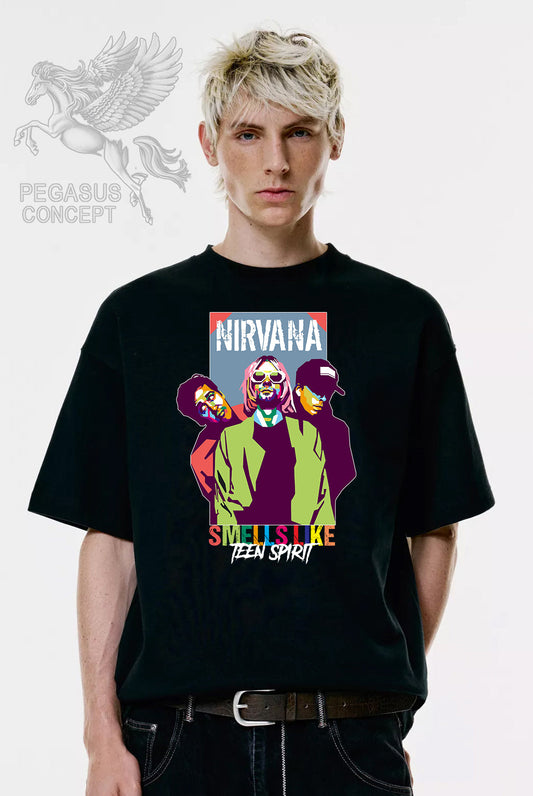Μπλούζα μακό Premium ποιότητας σε χρώμα μαύρο με τύπωμα Nirvana