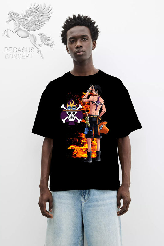 Μπλούζα μακό Premium ποιότητας σε χρώμα μαύρο με τύπωμα One Piece