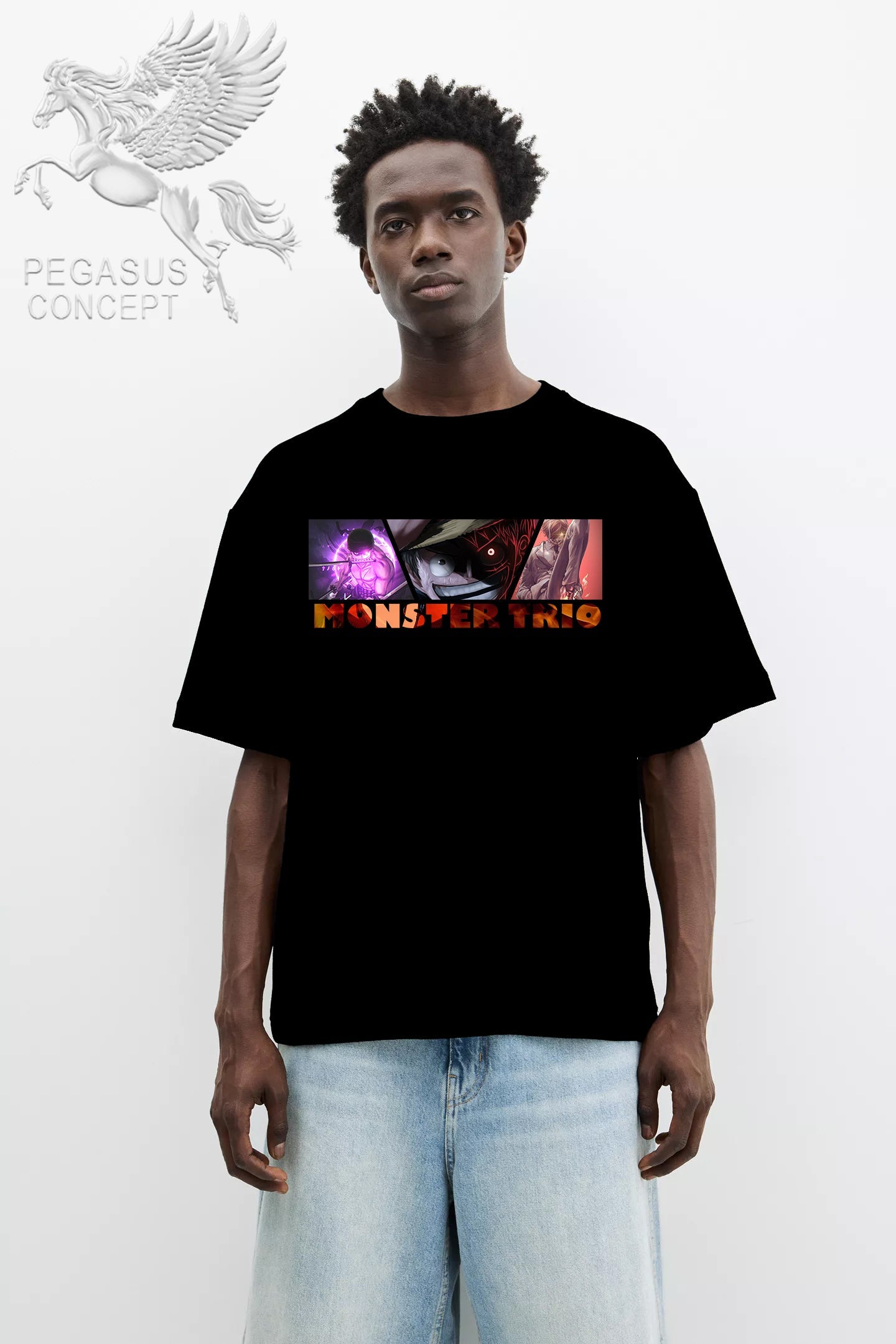 Μπλούζα μακό Premium ποιότητας σε χρώμα μαύρο με τύπωμα MonsterTrio