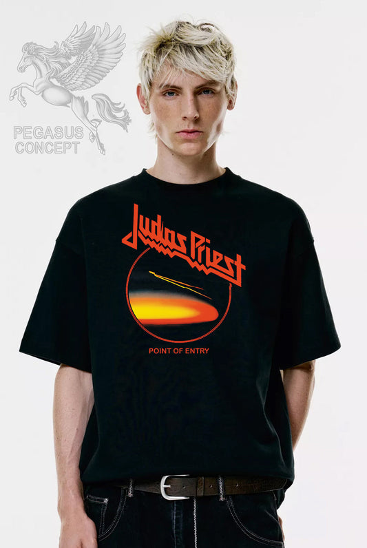 Μπλούζα μακό Premium ποιότητας σε χρώμα μαύρο με τύπωμα Judas Priest