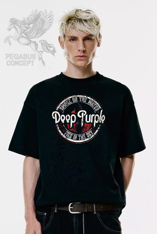 Μπλούζα μακό Premium ποιότητας σε χρώμα μαύρο με τύπωμα Deep Purple