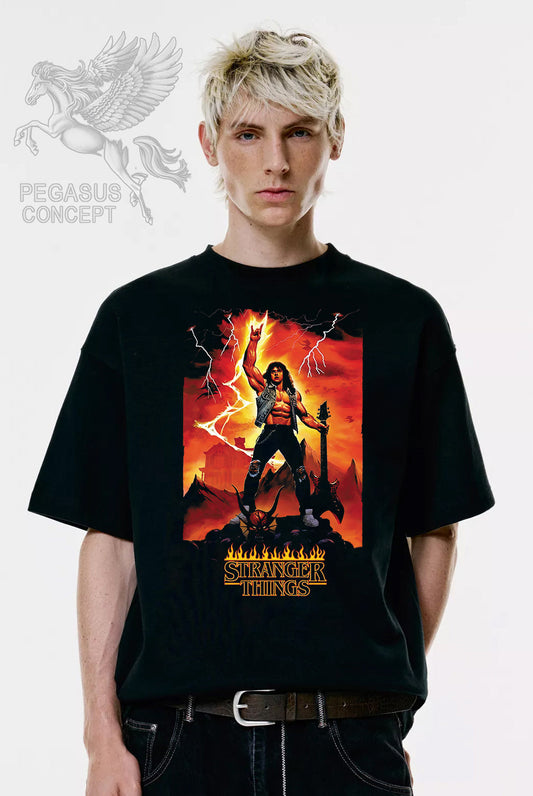 Μπλούζα μακό Premium ποιότητας σε χρώμα μαύρο με τύπωμα Stranger Things
