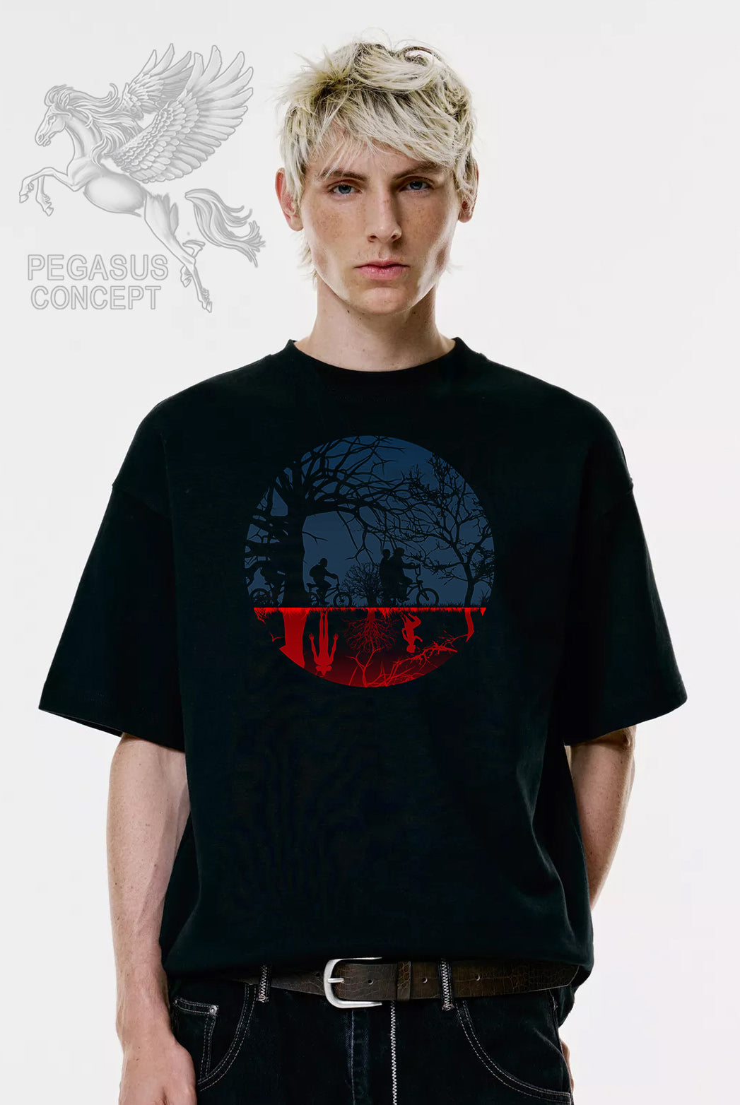 Μπλούζα μακό Premium ποιότητας σε χρώμα μαύρο με τύπωμα Stranger Things