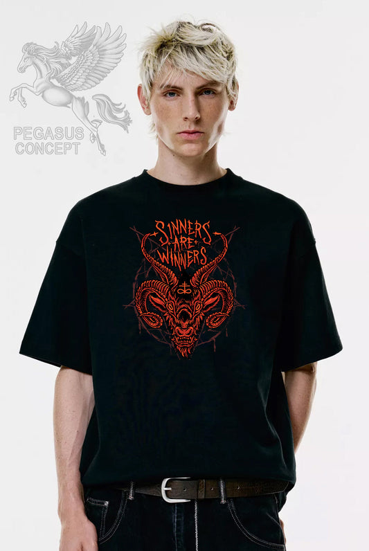 Μπλούζα μακό Premium ποιότητας σε χρώμα μαύρο με τύπωμα Shinners are Winners
