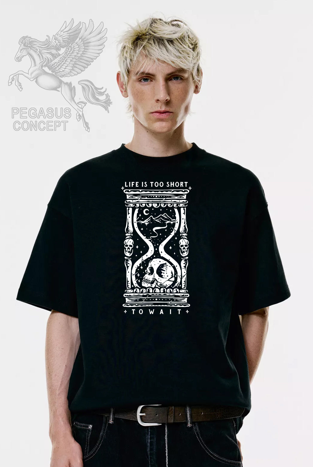 Μπλούζα μακό Premium ποιότητας σε χρώμα μαύρο με τύπωμα Life is too Short