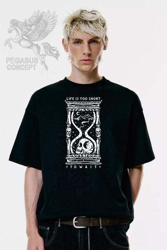 Μπλούζα μακό Premium ποιότητας σε χρώμα μαύρο με τύπωμα Life is too Short