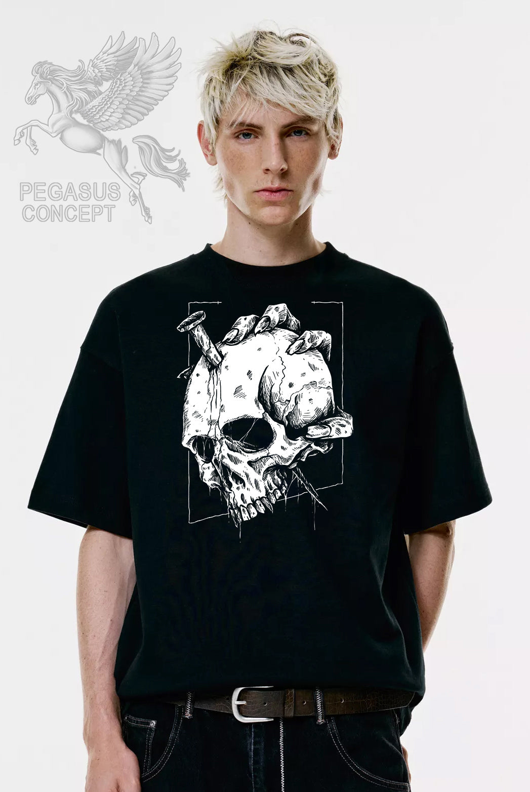 Μπλούζα μακό Premium ποιότητας σε χρώμα μαύρο με τύπωμα Skull Nail