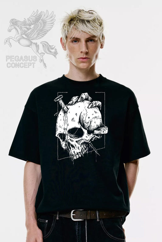 Μπλούζα μακό Premium ποιότητας σε χρώμα μαύρο με τύπωμα Skull Nail