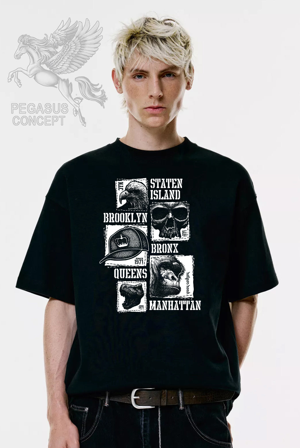 Μπλούζα μακό Premium ποιότητας σε χρώμα μαύρο με τύπωμα Falling Astronaut