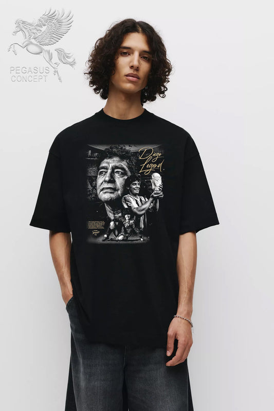 Μπλούζα μακό Premium ποιότητας σε χρώμα μαύρο με τύπωμα Diego Armando Maradona