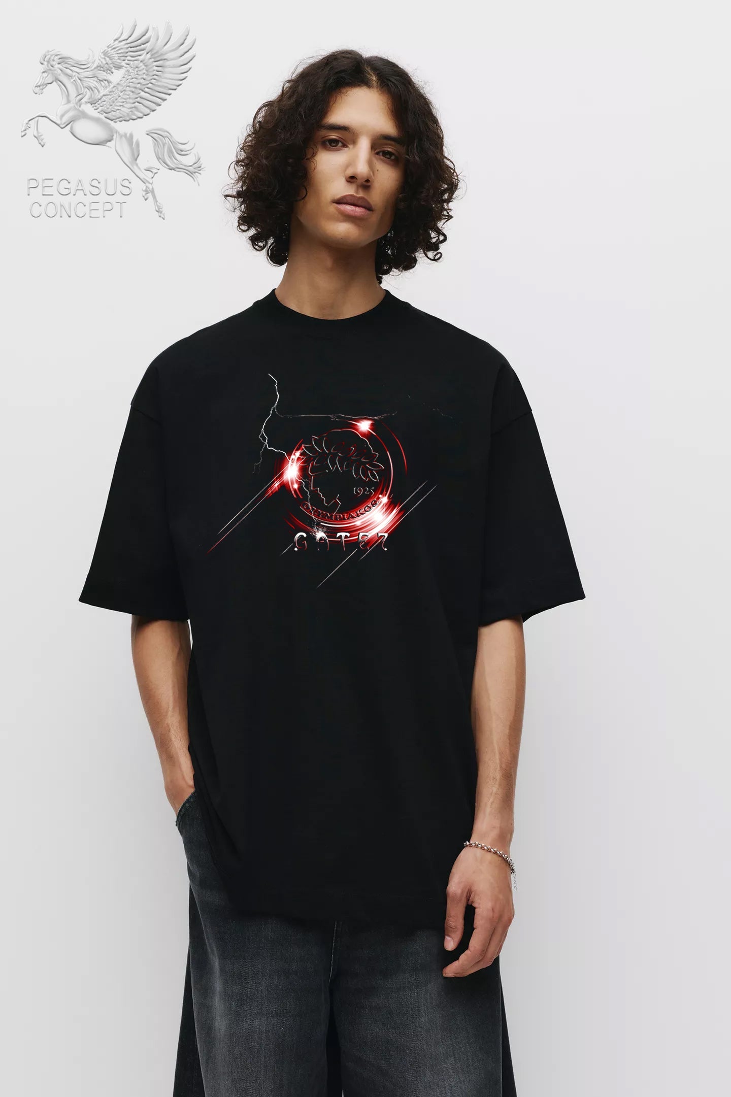 Μπλούζα μακό Premium ποιότητας σε χρώμα μαύρο με τύπωμα Gate 7 Ολυμπιακός