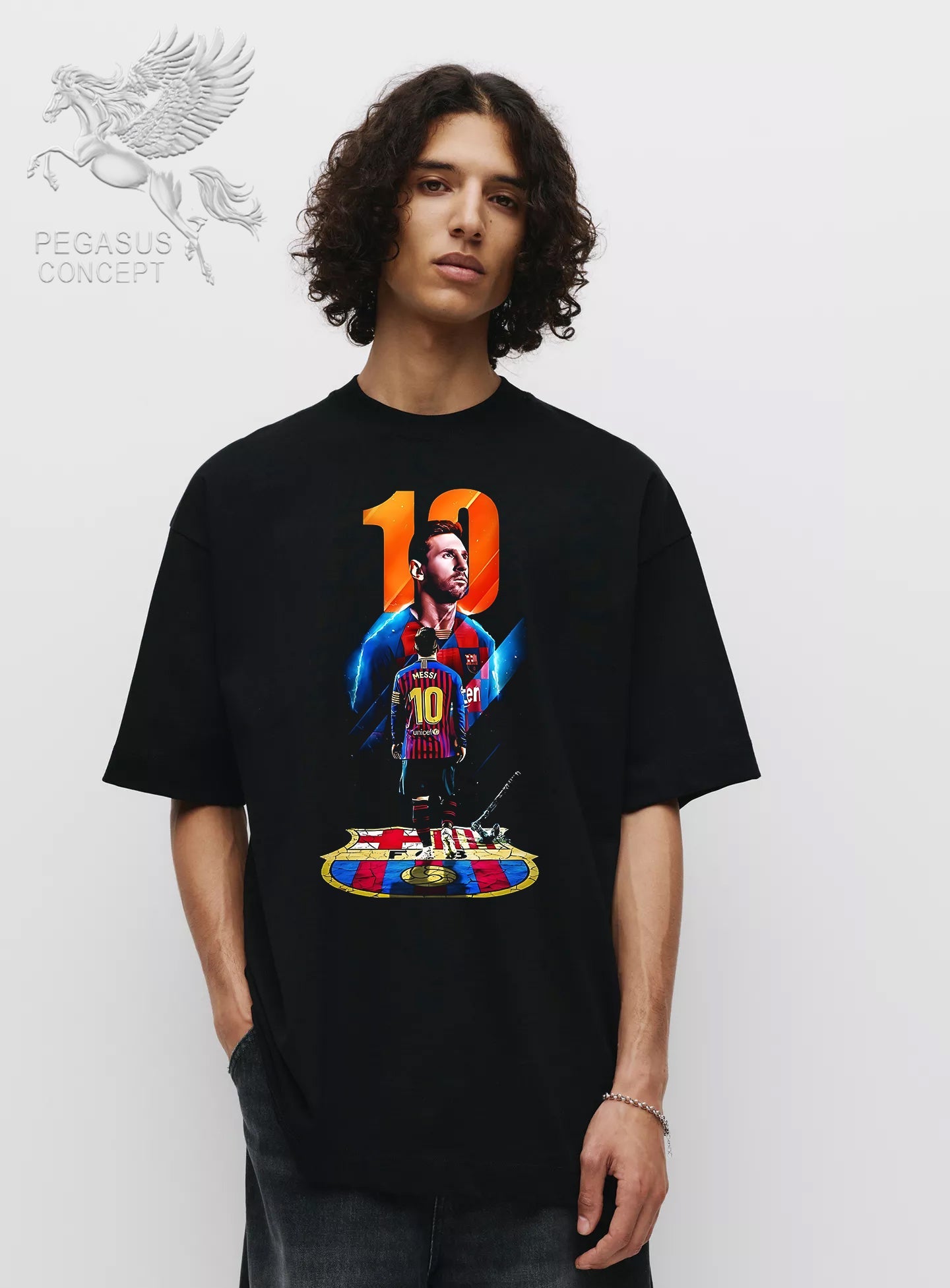 Μπλούζα μακό Premium ποιότητας σε χρώμα μαύρο με τύπωμα Lionel Messi