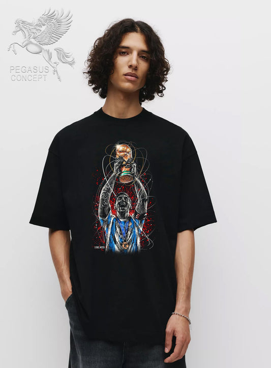 Μπλούζα μακό Premium ποιότητας σε χρώμα μαύρο με τύπωμα Lionel Messi