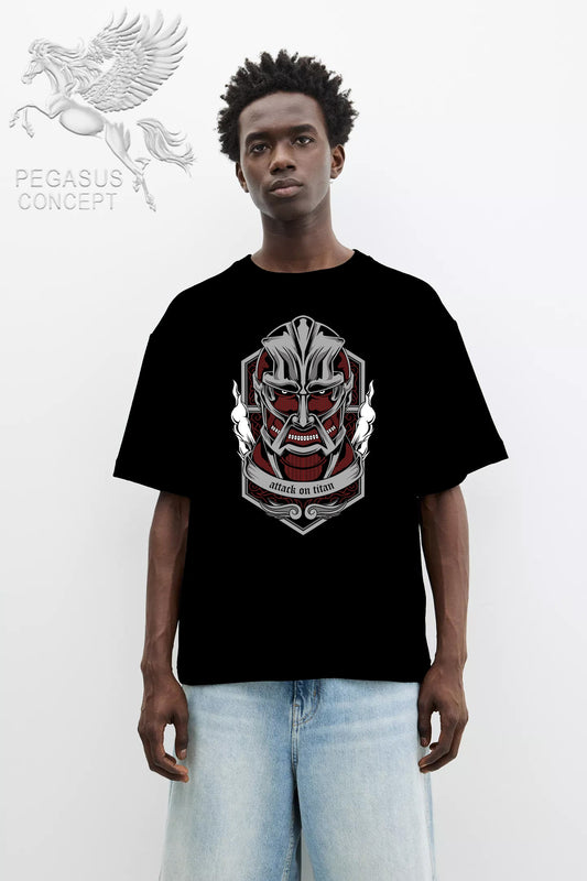 Μπλούζα μακό Premium ποιότητας σε χρώμα μαύρο με τύπωμα Attack on Titan