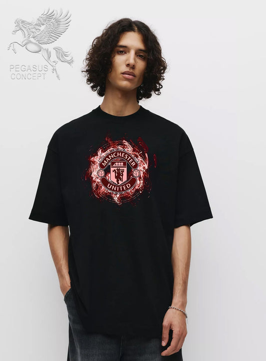 Μπλούζα μακό Premium ποιότητας σε χρώμα μαύρο με τύπωμα Manchester United