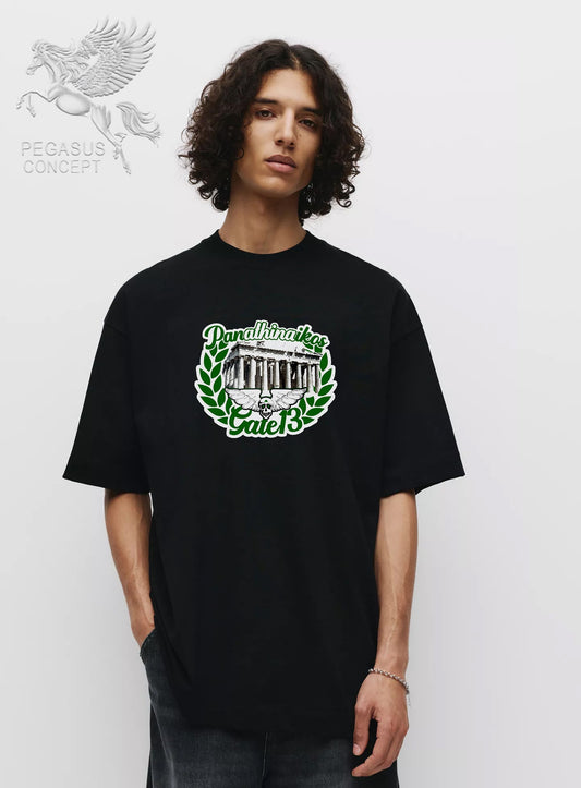 Μπλούζα μακό Premium ποιότητας σε χρώμα μαύρο με τύπωμα Gate 13 Παναθηναϊκός