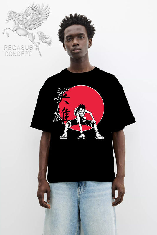 Μπλούζα μακό Premium ποιότητας σε χρώμα μαύρο με τύπωμα One Piece