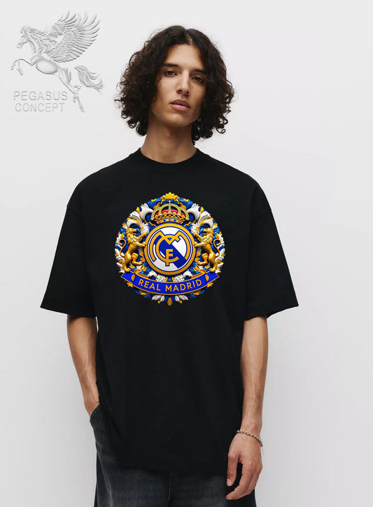 Μπλούζα μακό Premium ποιότητας σε χρώμα μαύρο με τύπωμα Real Madrid