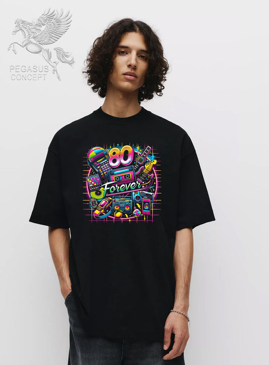 Μπλούζα μακό Premium ποιότητας σε χρώμα μαύρο με τύπωμα 80's for Ever
