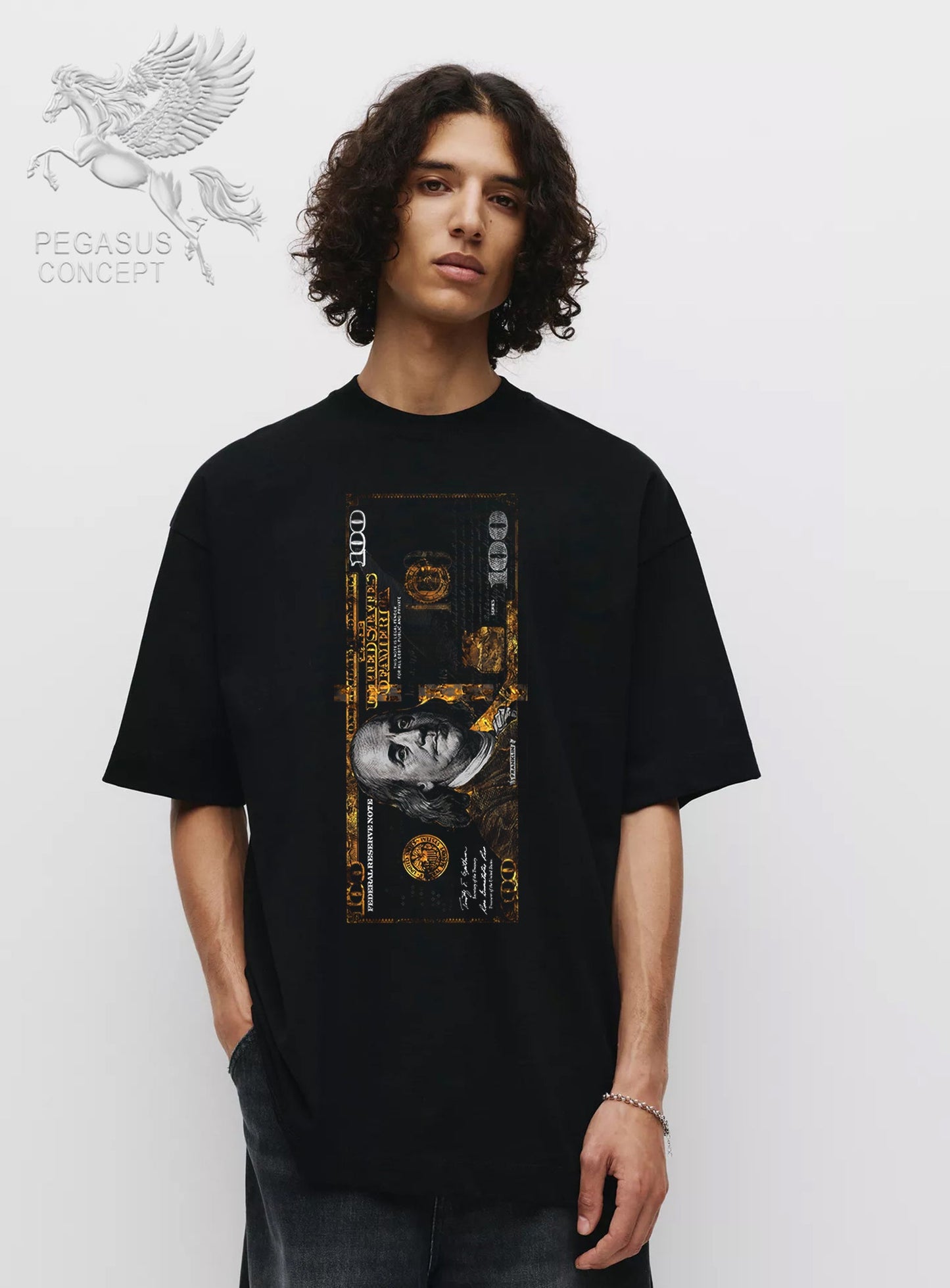 Μπλούζα μακό Premium ποιότητας σε χρώμα μαύρο με τύπωμα Urban Dollar - Gold