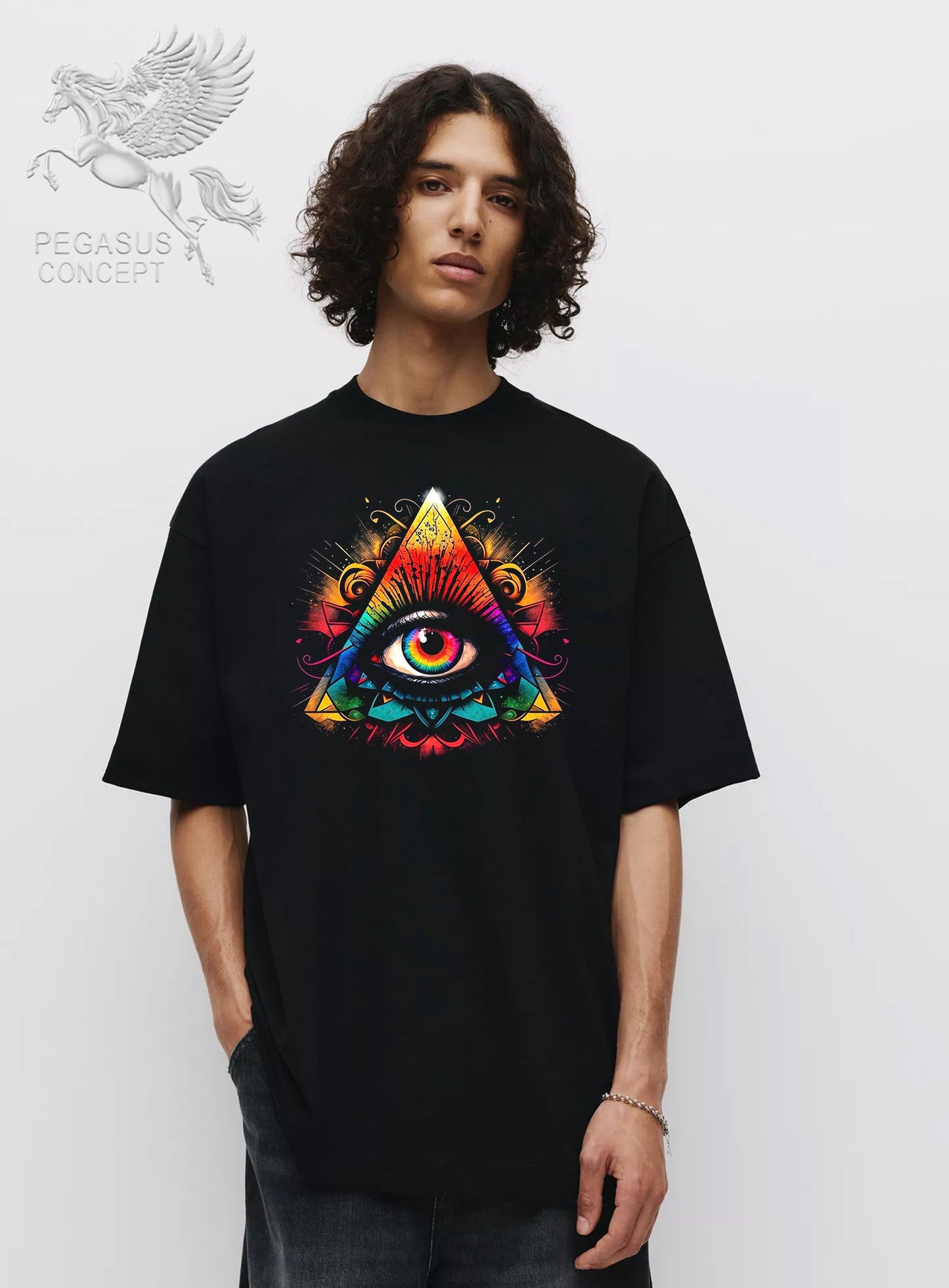 Μπλούζα μακό Premium ποιότητας σε χρώμα μαύρο με τύπωμα All seeing Eye Art