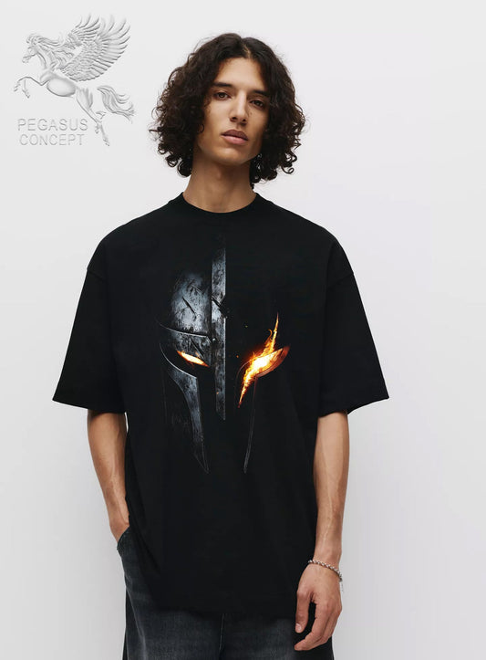 Μπλούζα μακό Premium ποιότητας σε χρώμα μαύρο με τύπωμα Ancient Warrior Helmet