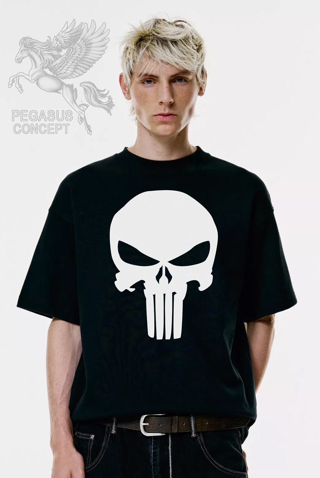 Μπλούζα μακό Premium ποιότητας σε χρώμα μαύρο με τύπωμα Punisher