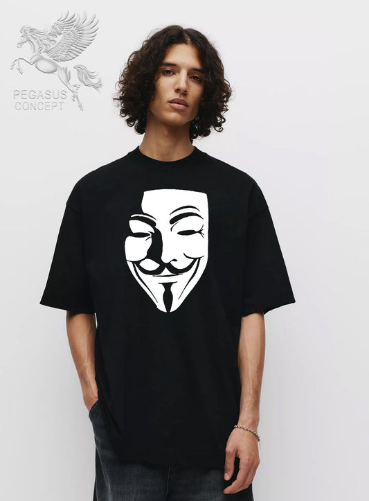 Μπλούζα μακό Premium ποιότητας σε χρώμα μαύρο με τύπωμα V for Vendeta