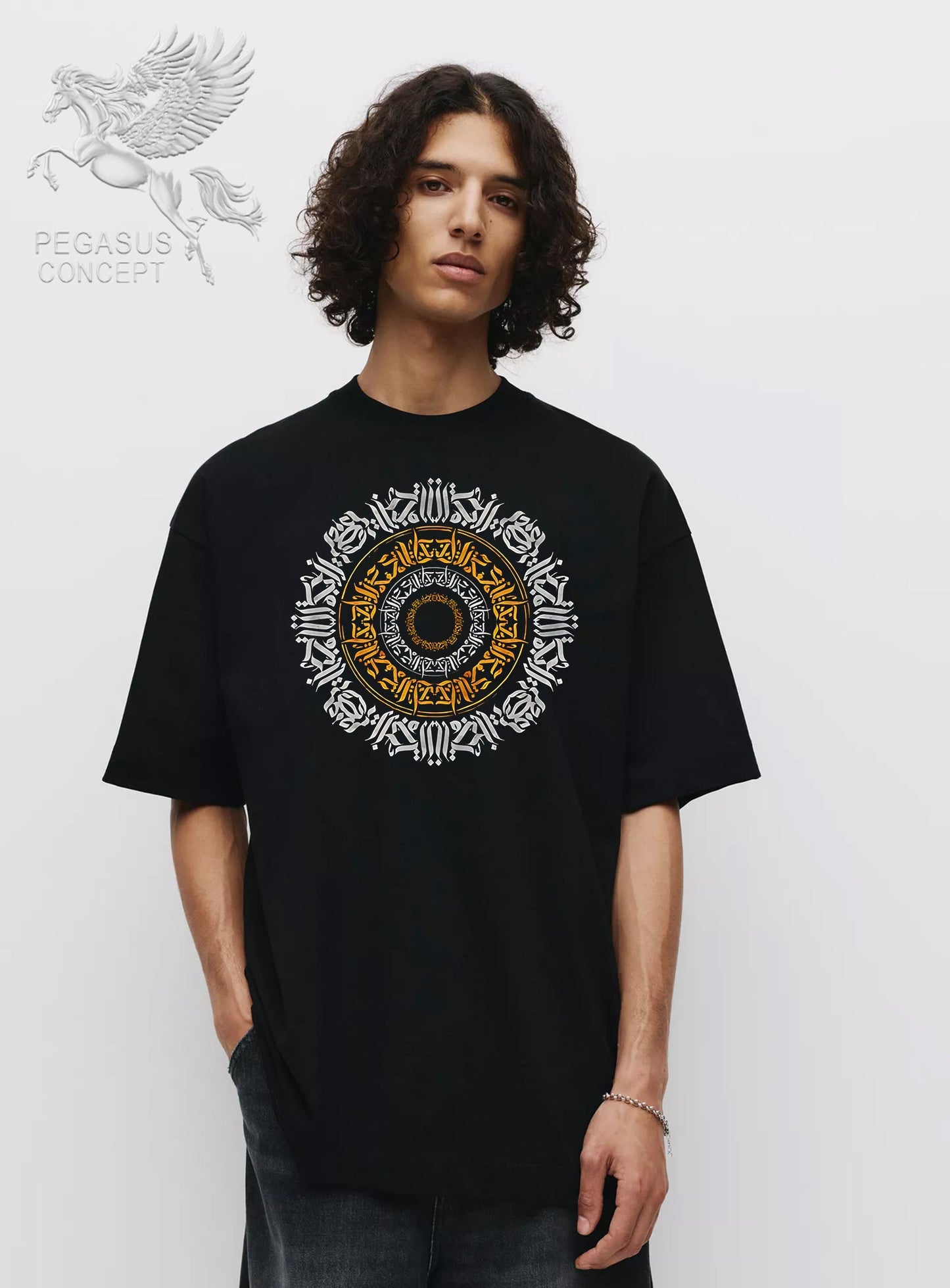 Μπλούζα μακό Premium ποιότητας σε χρώμα μαύρο με τύπωμα Arbic Letters Art