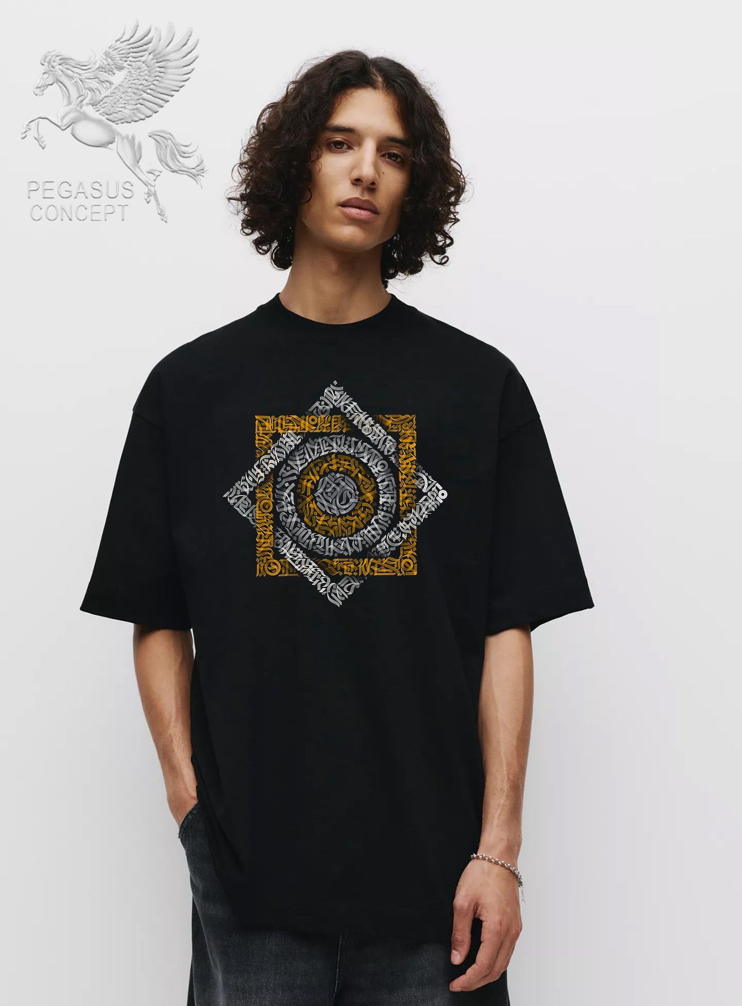 Μπλούζα μακό Premium ποιότητας σε χρώμα μαύρο με τύπωμα Arbic Letters Art