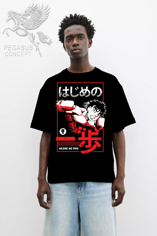 Μπλούζα μακό Premium ποιότητας σε χρώμα μαύρο με τύπωμα Hajime