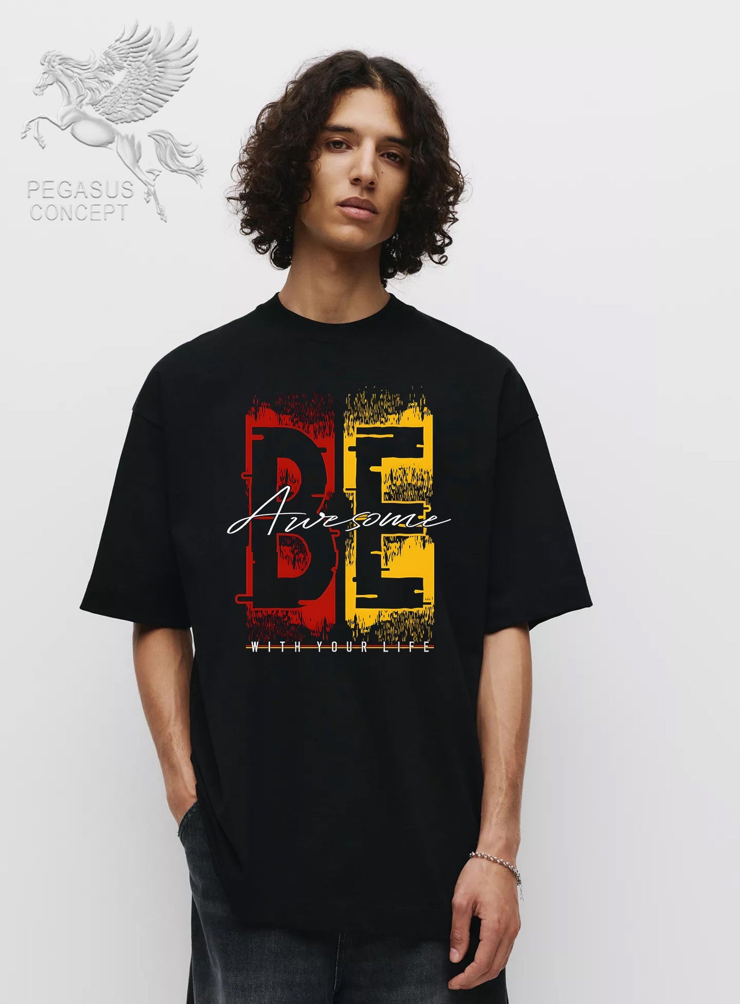 Μπλούζα μακό Premium ποιότητας σε χρώμα μαύρο με τύπωμα Be Awesome