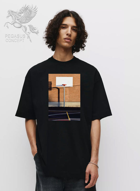 Μπλούζα μακό Premium ποιότητας σε χρώμα μαύρο με τύπωμα Basket Pop Urban Art