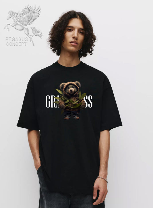 Μπλούζα μακό Premium ποιότητας σε χρώμα μαύρο με τύπωμα Teddy Bear